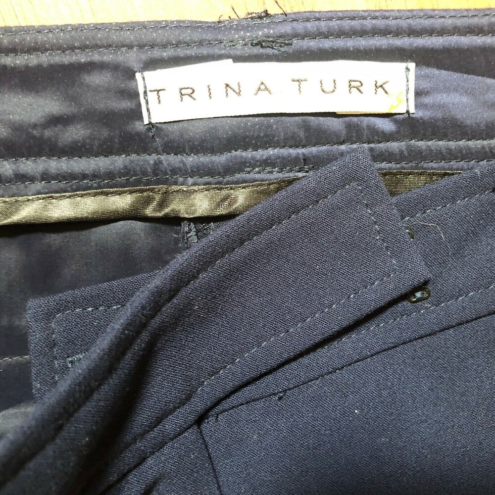 Trina Turk Trousers Pants Navy Blue Size 4 O026 $300 - Picture 6 of 8